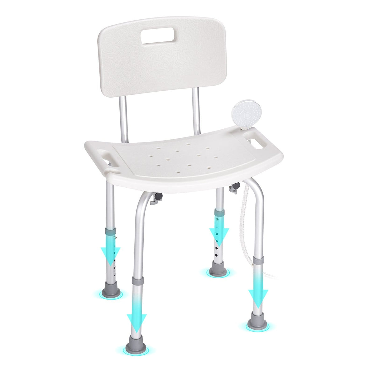 Adjustable Height Shower Chair - 350 LBS Capacity Aluminum Seat