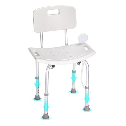 Adjustable Height Shower Chair - 350 LBS Capacity Aluminum Seat