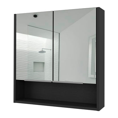 Black Medicine Cabinet with Mirror - 23.4" Storage for Bathroom