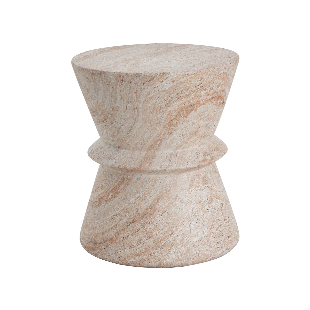 Beige Concrete Side Table - Outdoor Patio Table