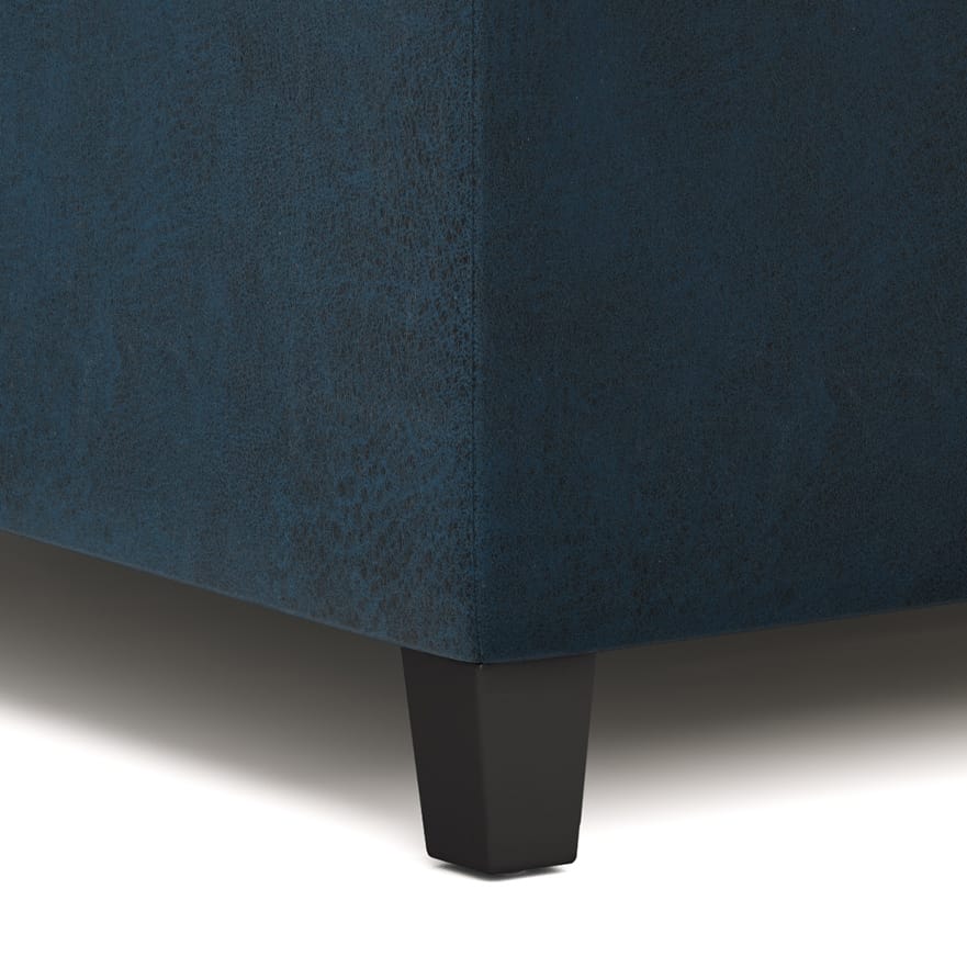 36" Blue Faux Leather Storage Ottoman - Lift Top Coffee Table for Living Room