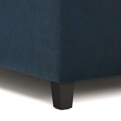 36" Blue Faux Leather Storage Ottoman - Lift Top Coffee Table for Living Room