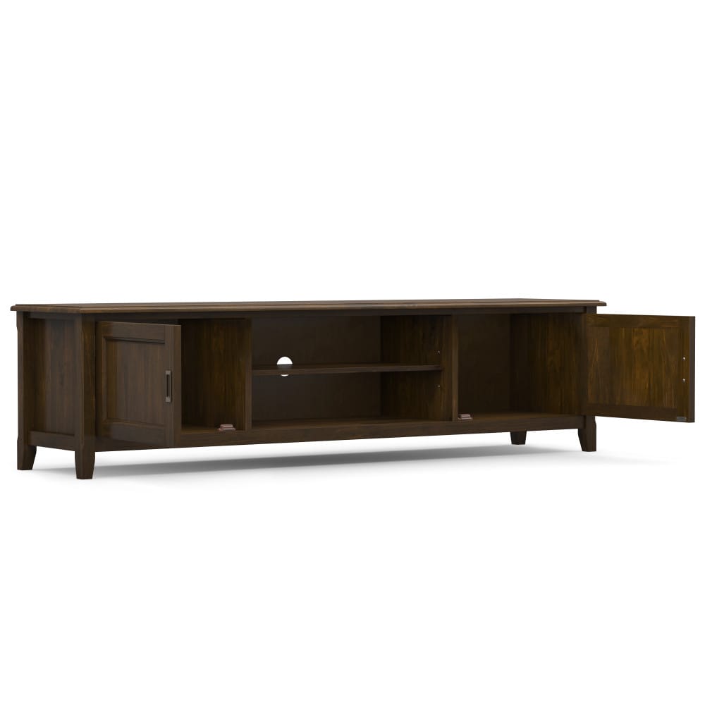Solid Wood TV Stand - Mahogany Brown - 72" Wide for Living Room