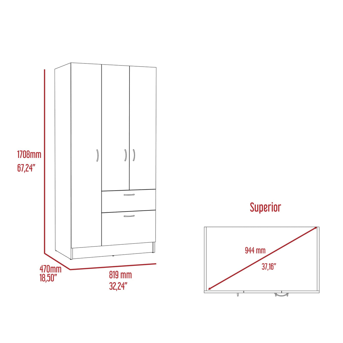 Armoire Cobra - White & Black Bedroom Armoire