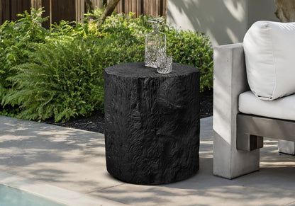 Black Magnesium Oxide Accent Table for Garden or Poolside Dcor