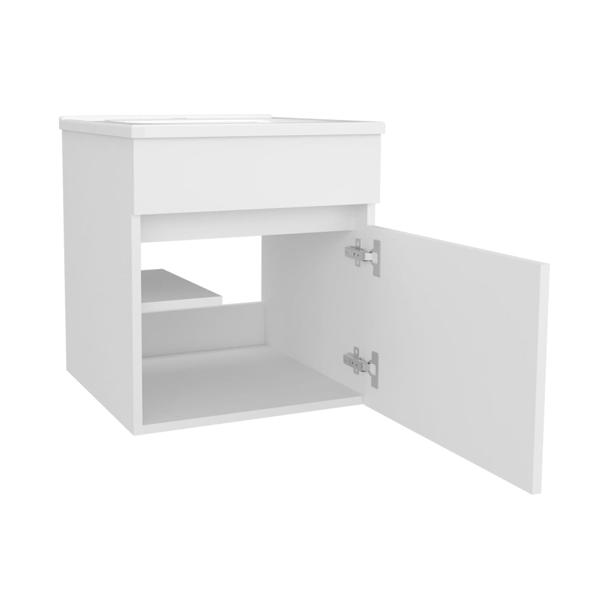White Bathroom Floating Vanity with Sink - 17.5" x 17.5"