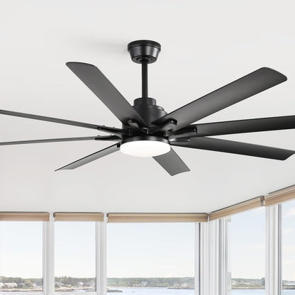 Modern 52-Inch Smart Ceiling Fan With Light - Black Blades