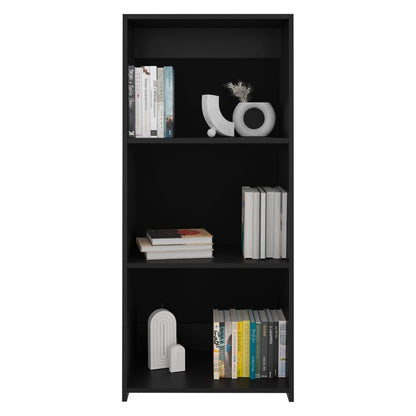Black Engineered Wood Bookshelf - 3 Shelves