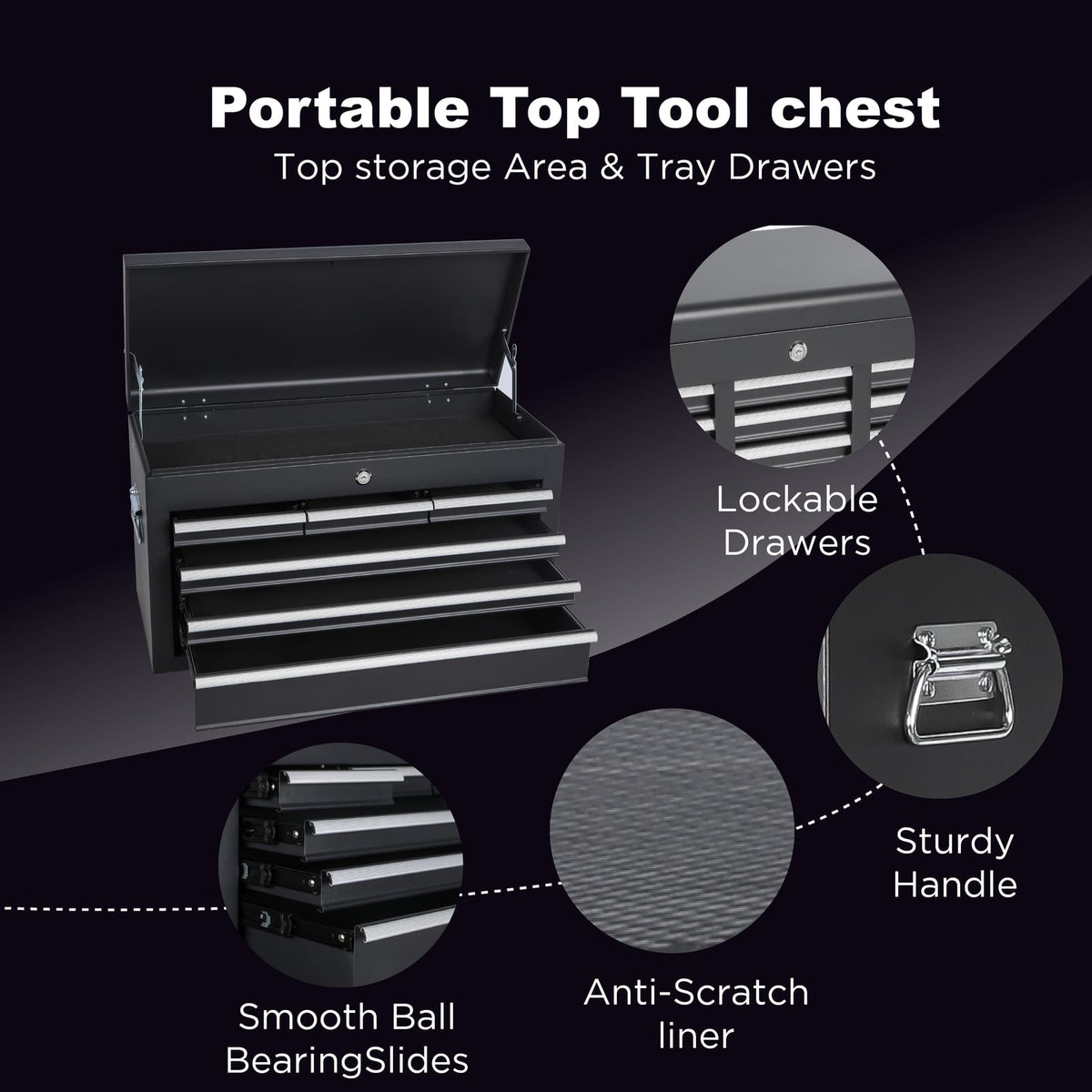 8-Drawer Steel Tool Cabinet - Rolling Storage Cart with Wheels