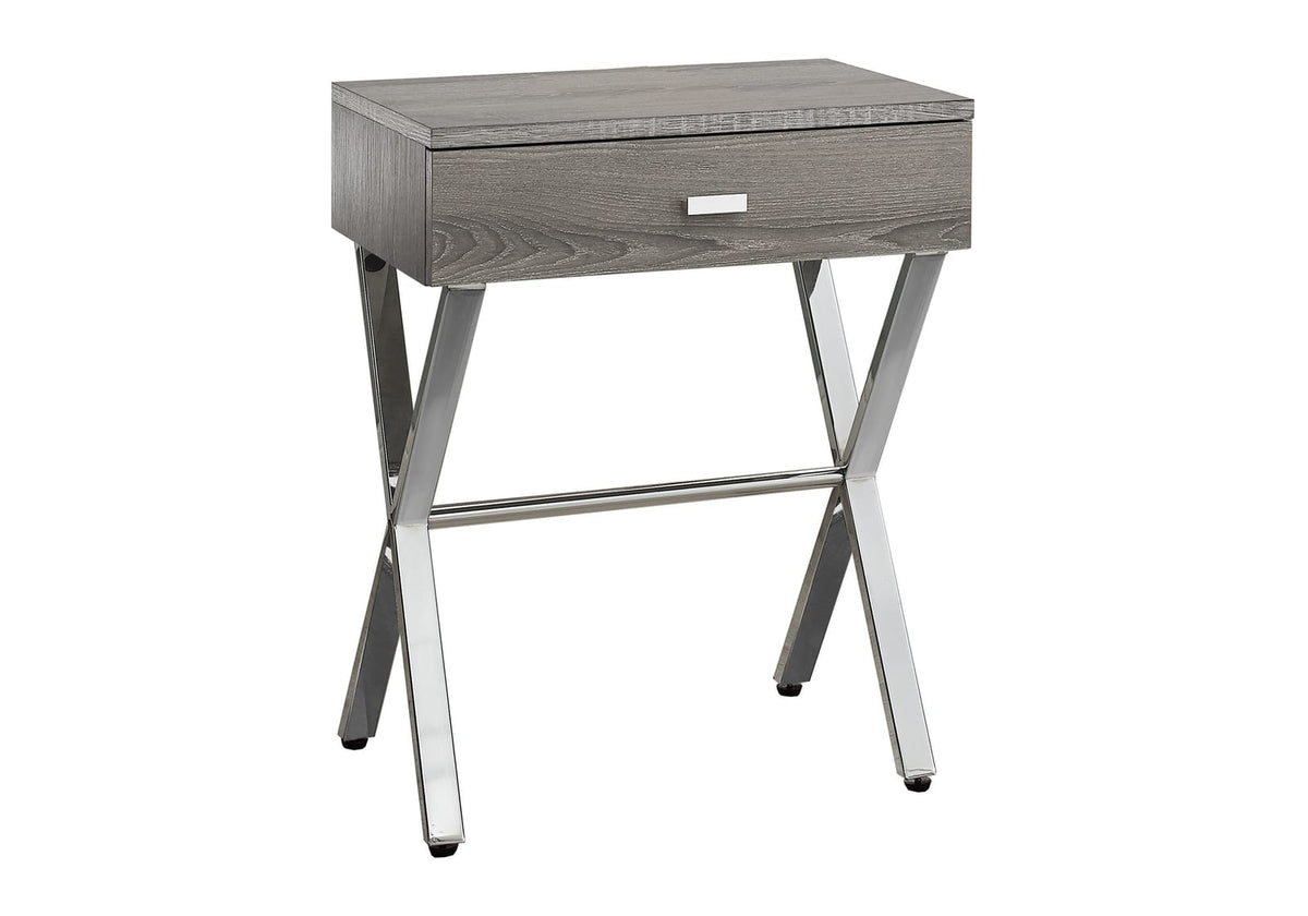 Accent Table, Side Table - Taupe & Chrome Metal
