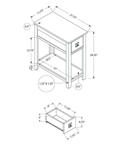 Espresso Accent Table with Storage Drawer - Narrow Design