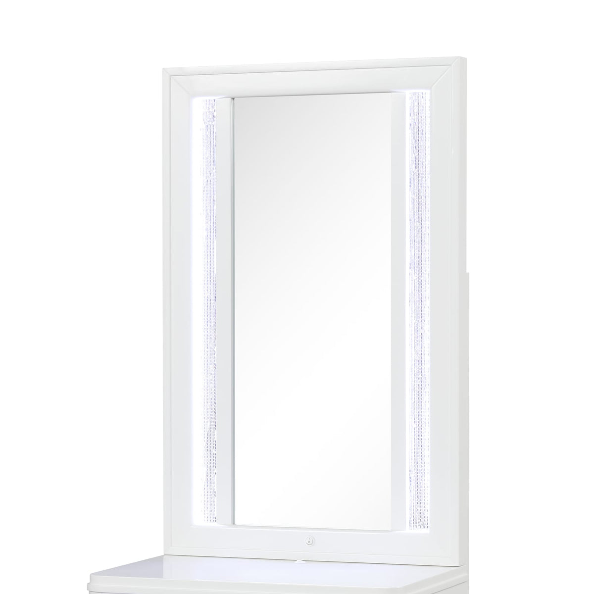 White Wood Nightstand Vanity Mirror with LED Light
