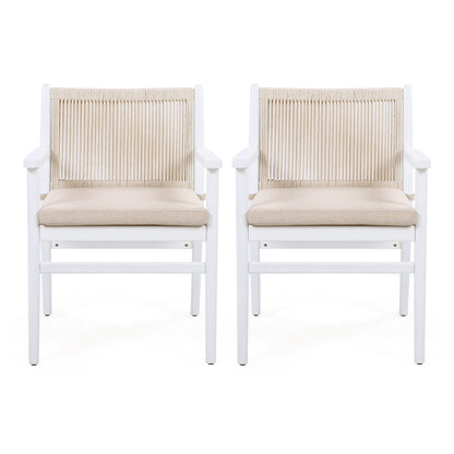Acacia Wood Patio Dining Chairs Set of 2 for Garden Seating