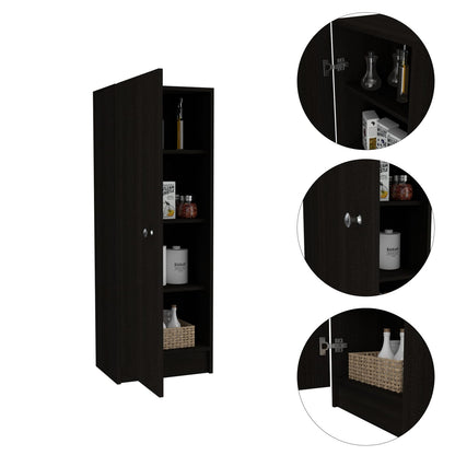 Black Kitchen Storage Cabinet - 3-4 Shelf Freestanding Cabinet for Living Room