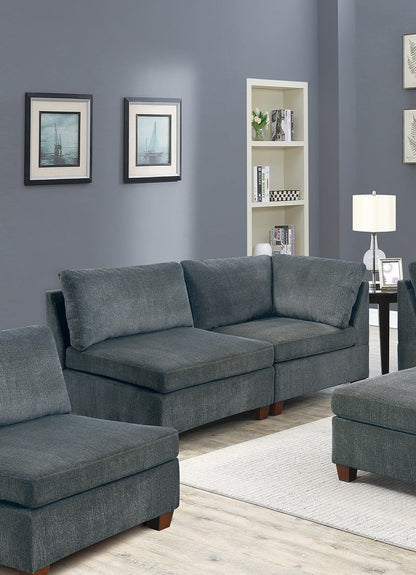 Gray Chenille Modular Sectional Sofa 7pc Set - Modern Living Room Furniture