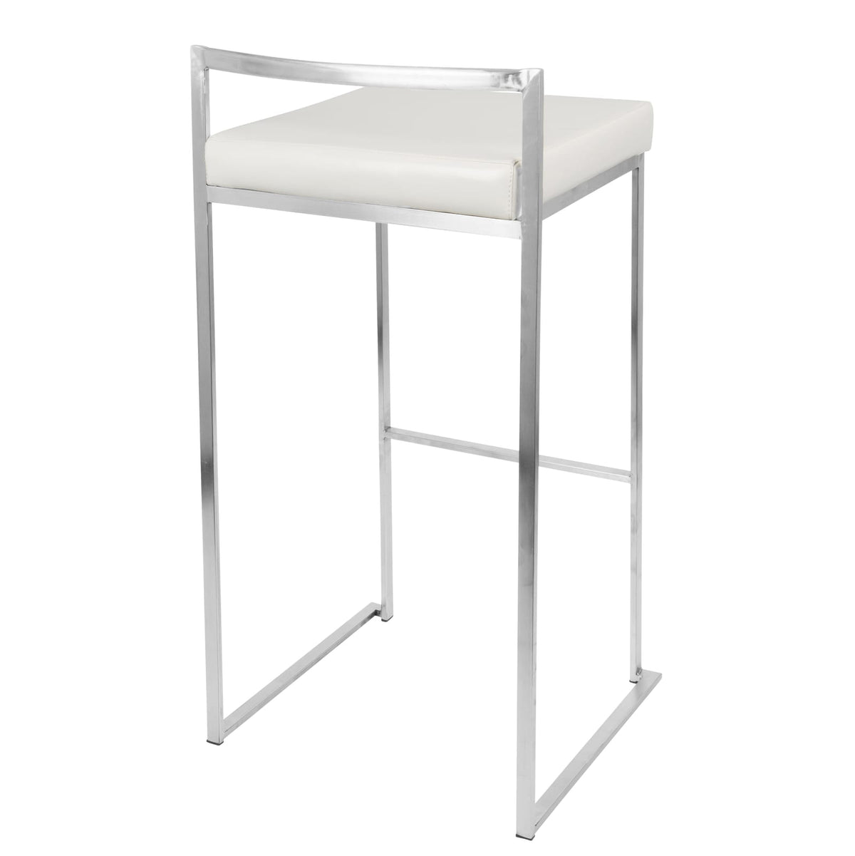 White Faux Leather Stackable Barstools - Set of 3 for Dining Room