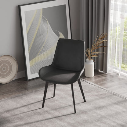 Black Gray Dining Chair Ergonomic PU Seat 2pcs