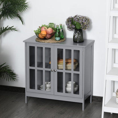 Grey MDF Buffet Cabinet - Kitchen Storage Sideboard