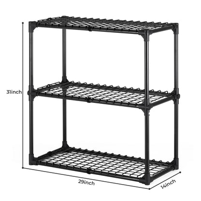 3-Shelf Black Steel Wire Rack - Storage Unit for Living Room