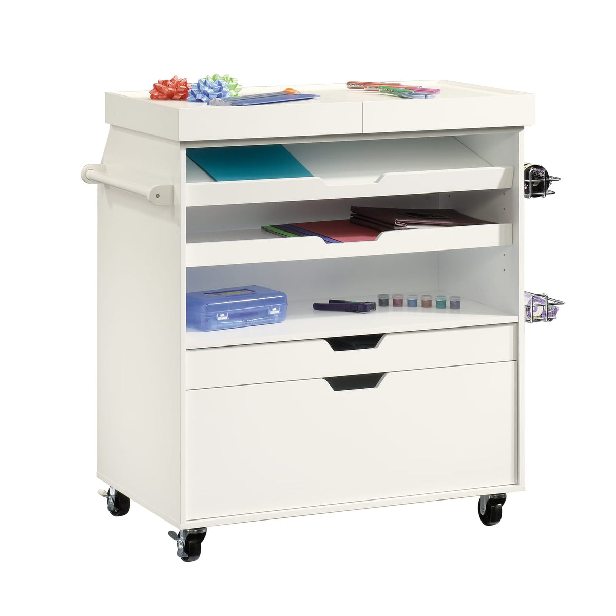 White Traditional Craft Cart - 37" Tool Cabinet