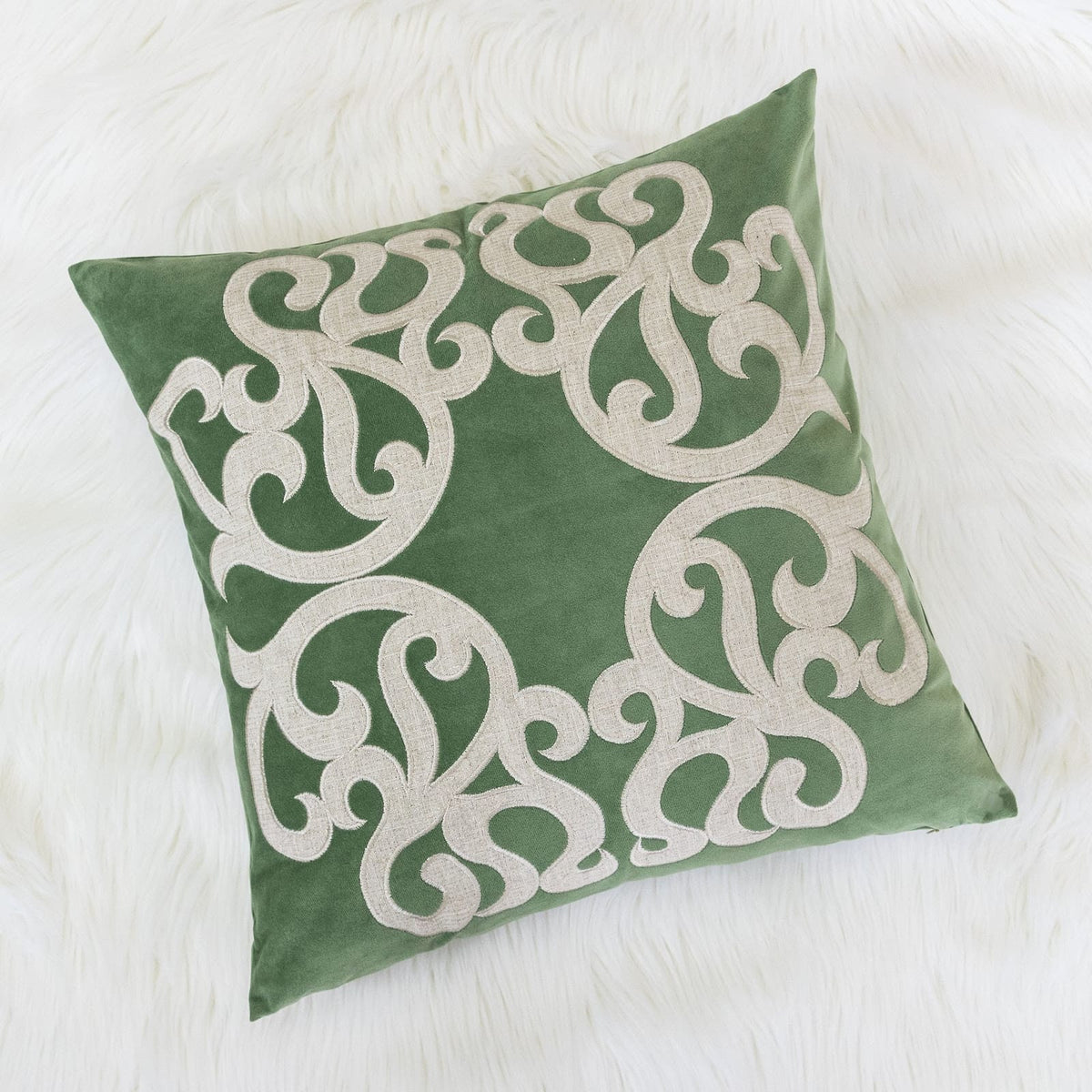 20x20 Green Polyester Pillow Cover Set