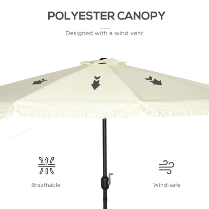 Outsunny 9ft Cream White Patio Umbrella - Ruffled Market Shade