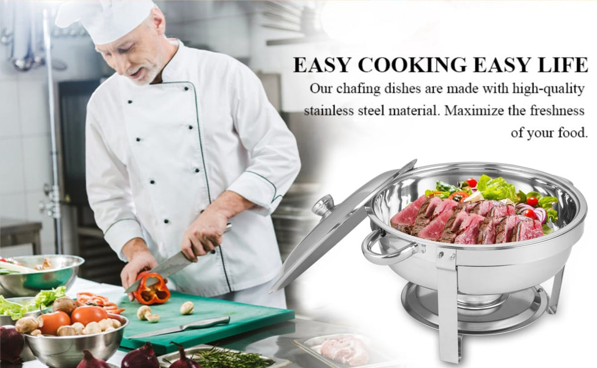 Stainless Steel Buffet Dish Round 201 - Silver