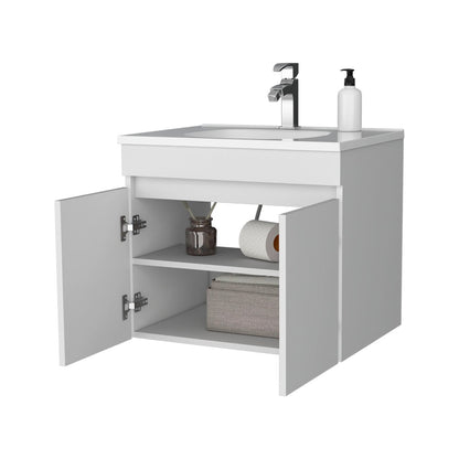White Particle Board Bathroom Vanity with Storage for Renovation