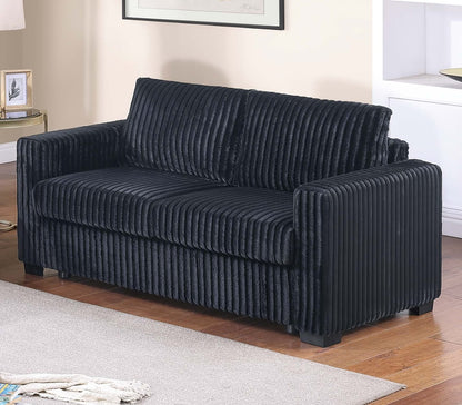 Modern Corduroy Sofa Set - 2-Piece Loveseat & Sofa Black for Living Room