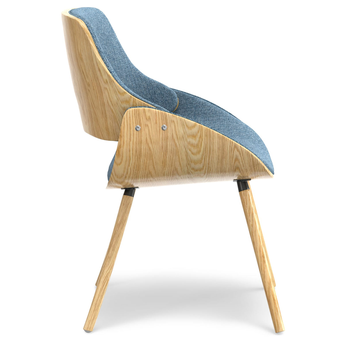 Blue Denim Wood Dining Chair - Mid Century Style