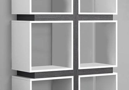 White & Cedar Grey 5-Tier Bookshelf - Display, Shelving Etagere