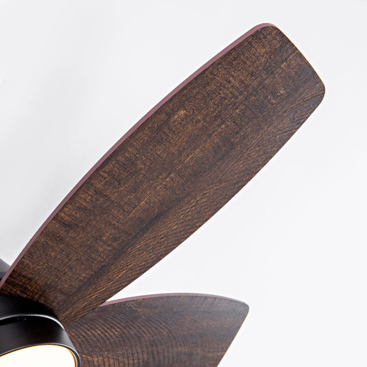 32 Inch Low Profile Ceiling Fan with Light - Black & Dark Walnut