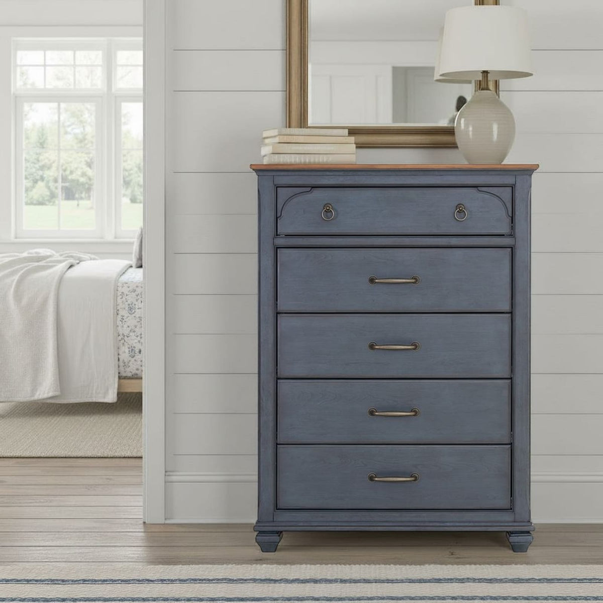 Americana 5-Drawer Chest - Blue Corduroy Finish