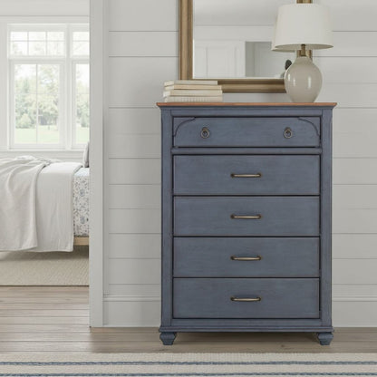 Americana 5-Drawer Chest - Blue Corduroy Finish