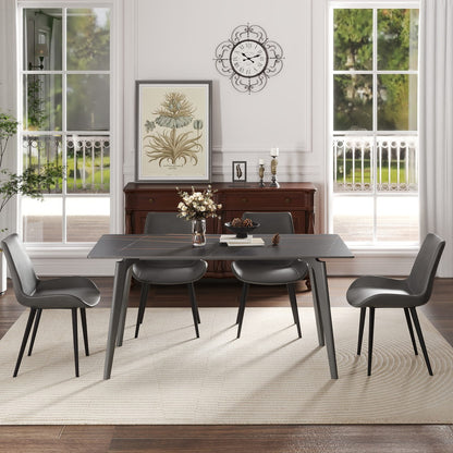 62.99" Modern Black Dining Table - Sintered Stone, 6-8 Seats