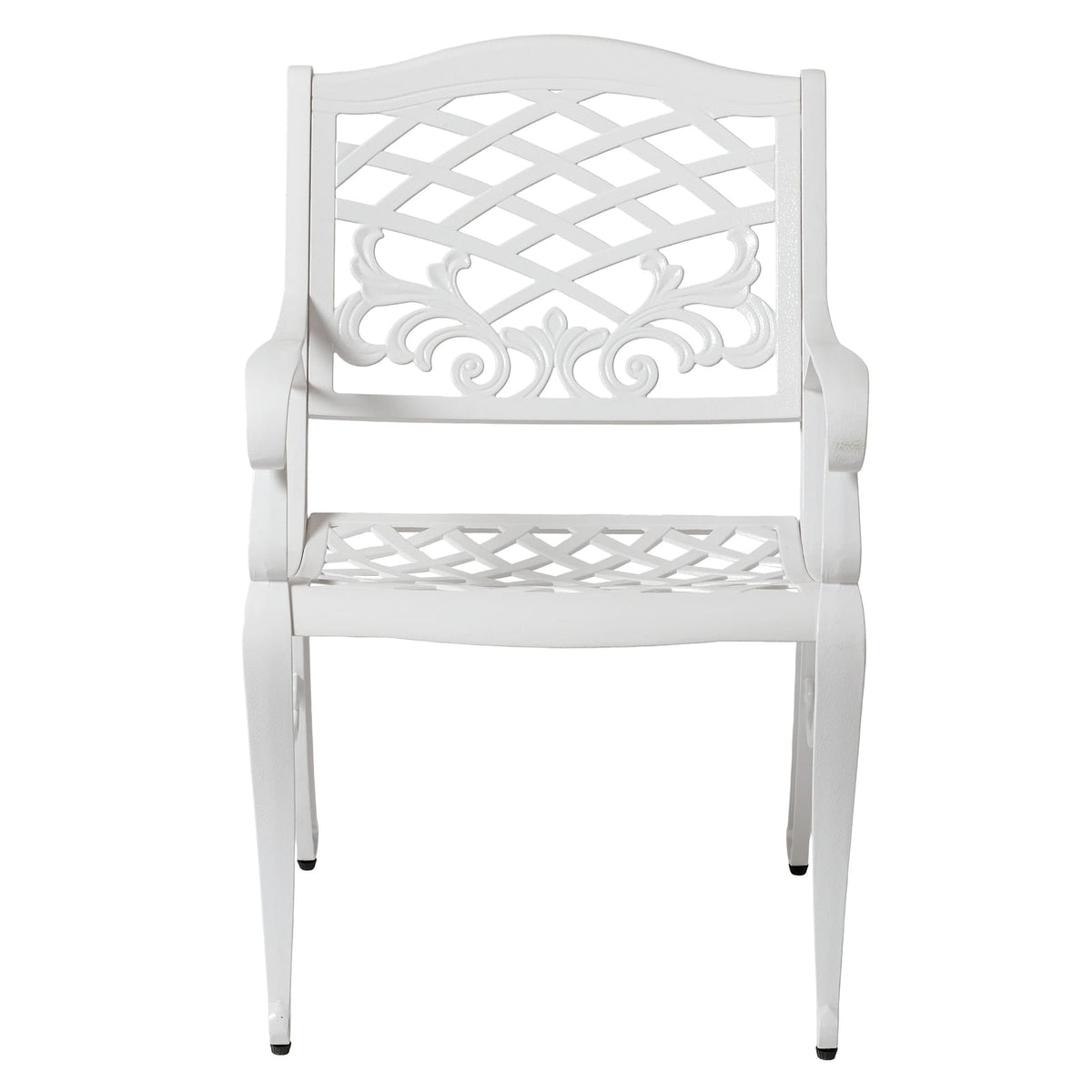 White Aluminium Outdoor Dining Set with Floral Lattice Design