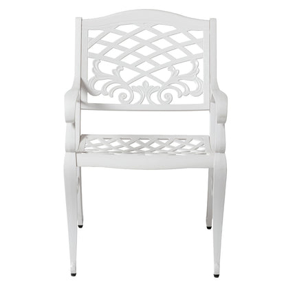 White Aluminium Outdoor Dining Set with Floral Lattice Design