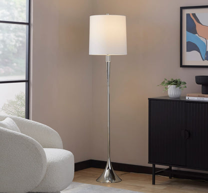 Set of 2 Metal Floor Lamps - Clear Crystal & Linen Shade