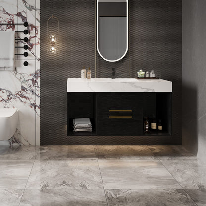 Modern White Black Bathroom Vanity with Storage