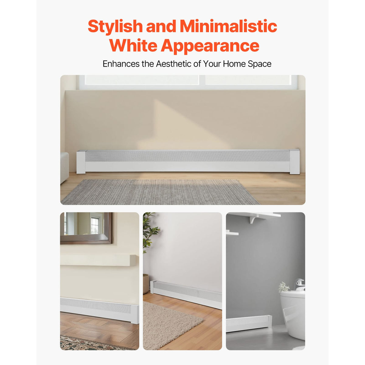 White Steel Baseboard Heater Cover for Standard Electric Units