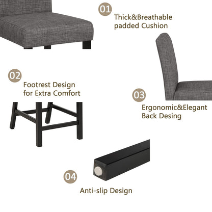 5-Piece Counter Height Dining Table Set - Black & Light Gray