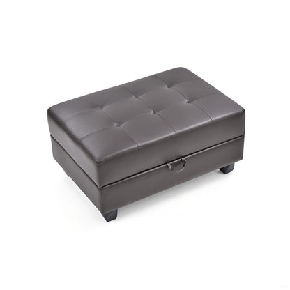 Cappuccino PU Ottoman - 37" Storage Footstool for Living Room