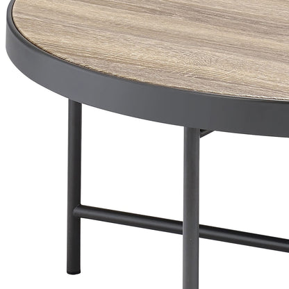 Weathered Grey Oak & Black Coffee Table - Industrial Style