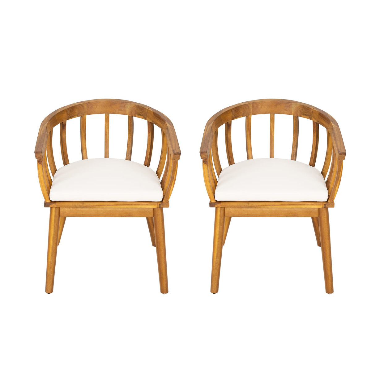 Teak+ Beige Acacia Wood Dining Chairs for Outdoor Patio Seating