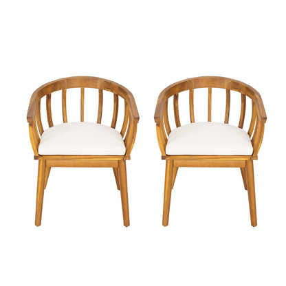 Teak+ Beige Acacia Wood Dining Chairs for Outdoor Patio Seating