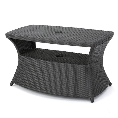 Grey Rattan Side Table for Garden Patio Seating