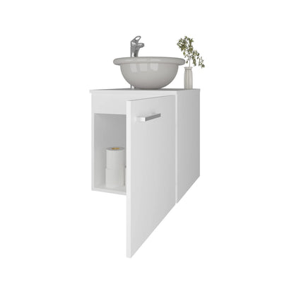 White Bathroom Vanity with Storage Cabinet