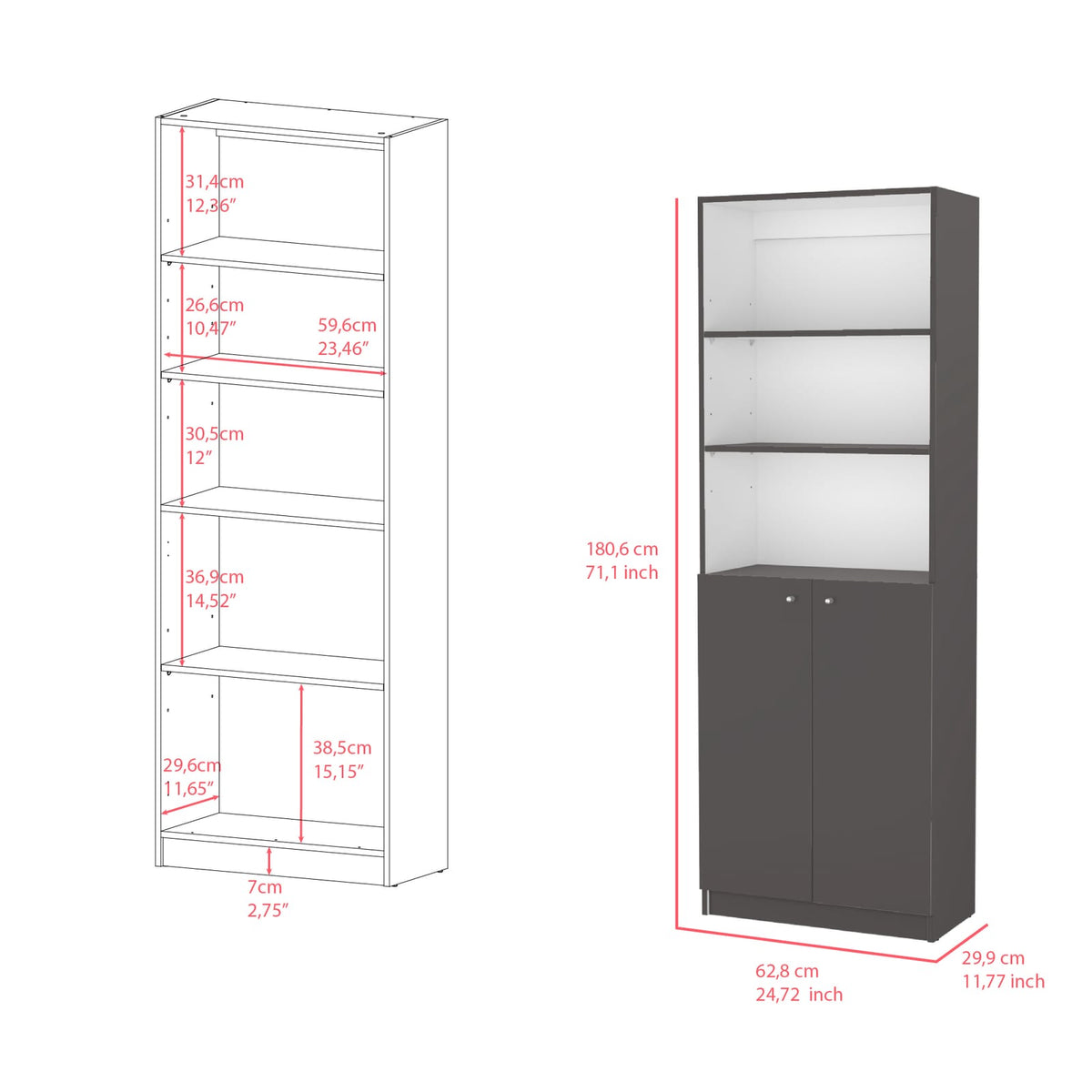 Multicolor Engineered Wood Display Shelving Unit
