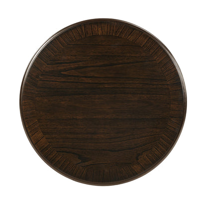 Retro Round Wooden End Table - Espresso, Sofa Side Table with X-Shape Base