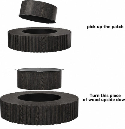 Black Circular Coffee Table - MDF Material